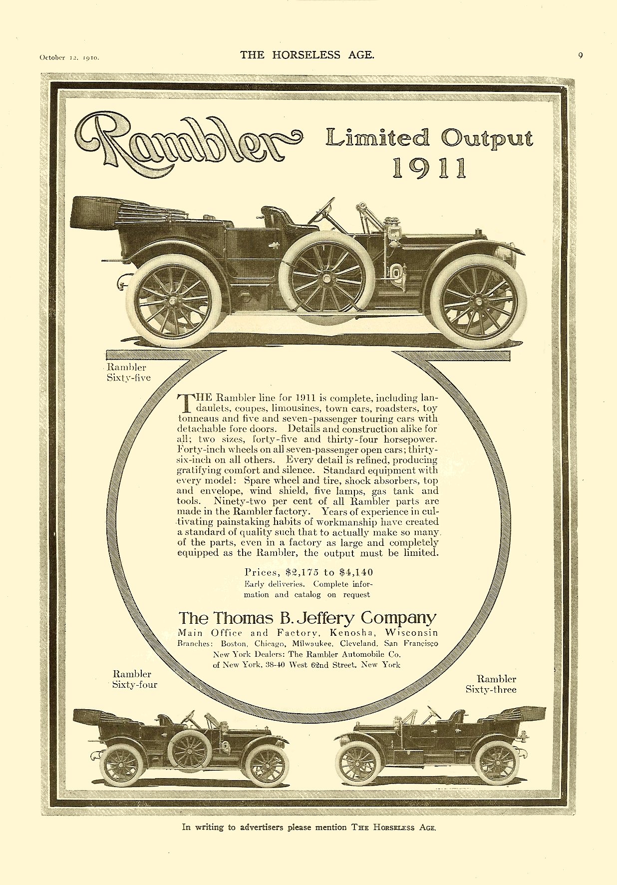 1911 Rambler Auto Advertising